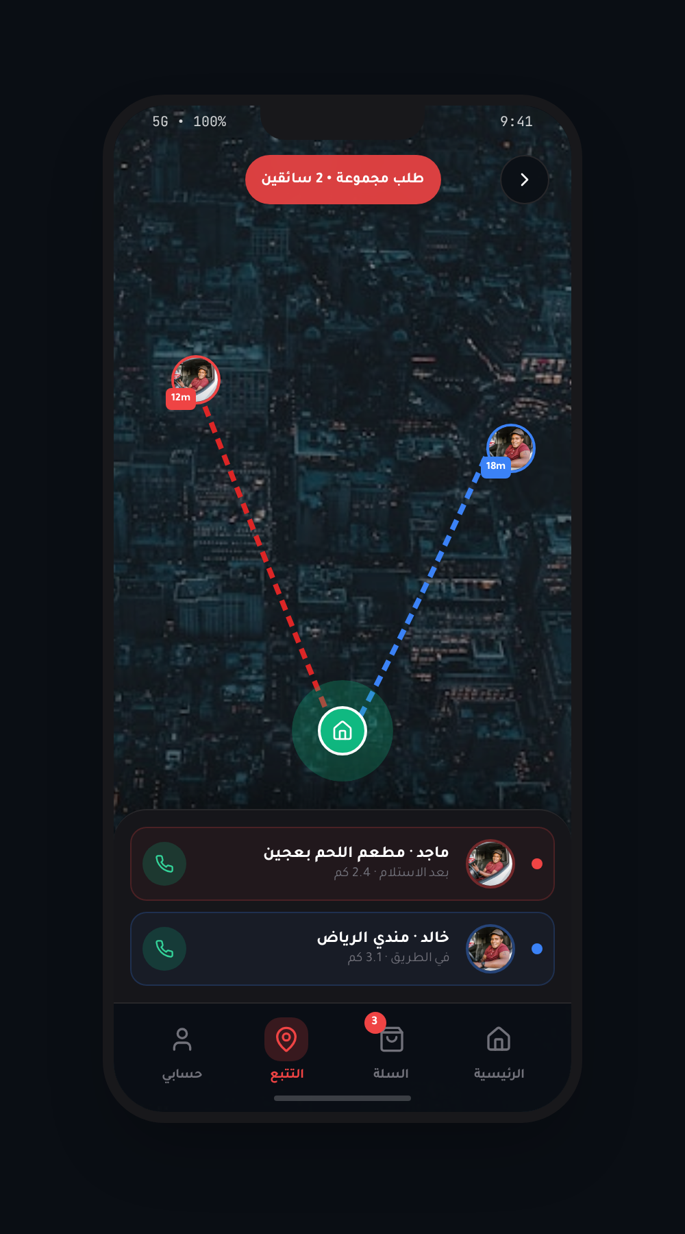 Group order tracking map